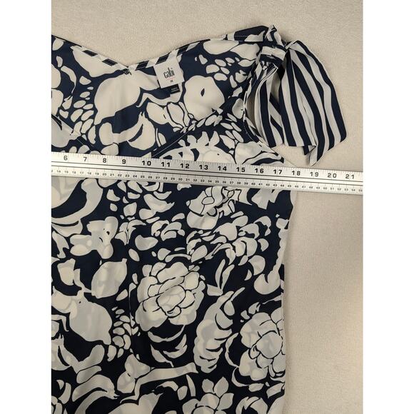 CAbi Tank Women's Sleeveless Blue White Floral Shoulder Tie Flowy‎ Size Medium - Picture 5 of 6